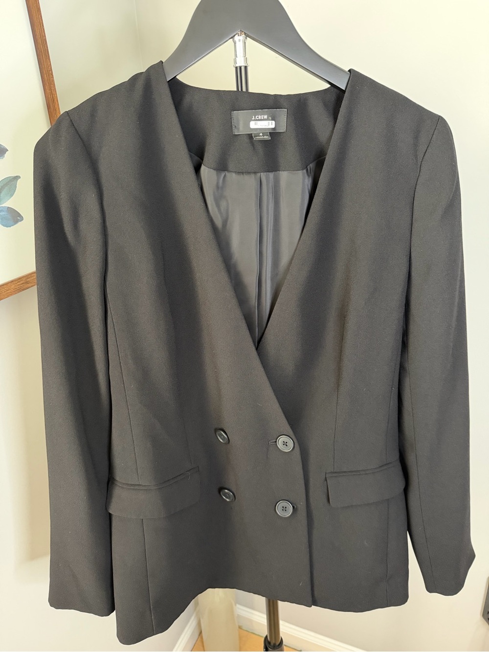 J. Crew Black Double-Breasted Tailored Blazer